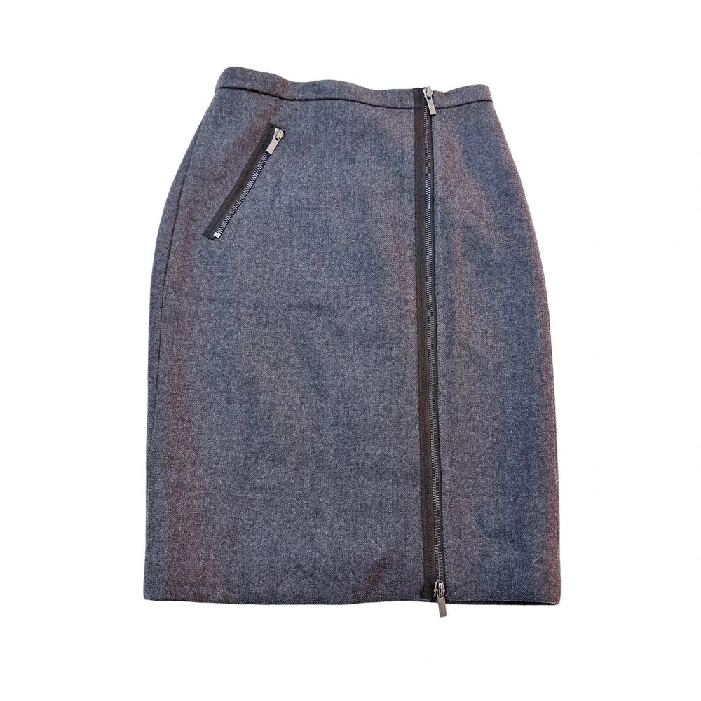 J. Crew Wool Pencil Skirt Zippered Accents Size OO Mint